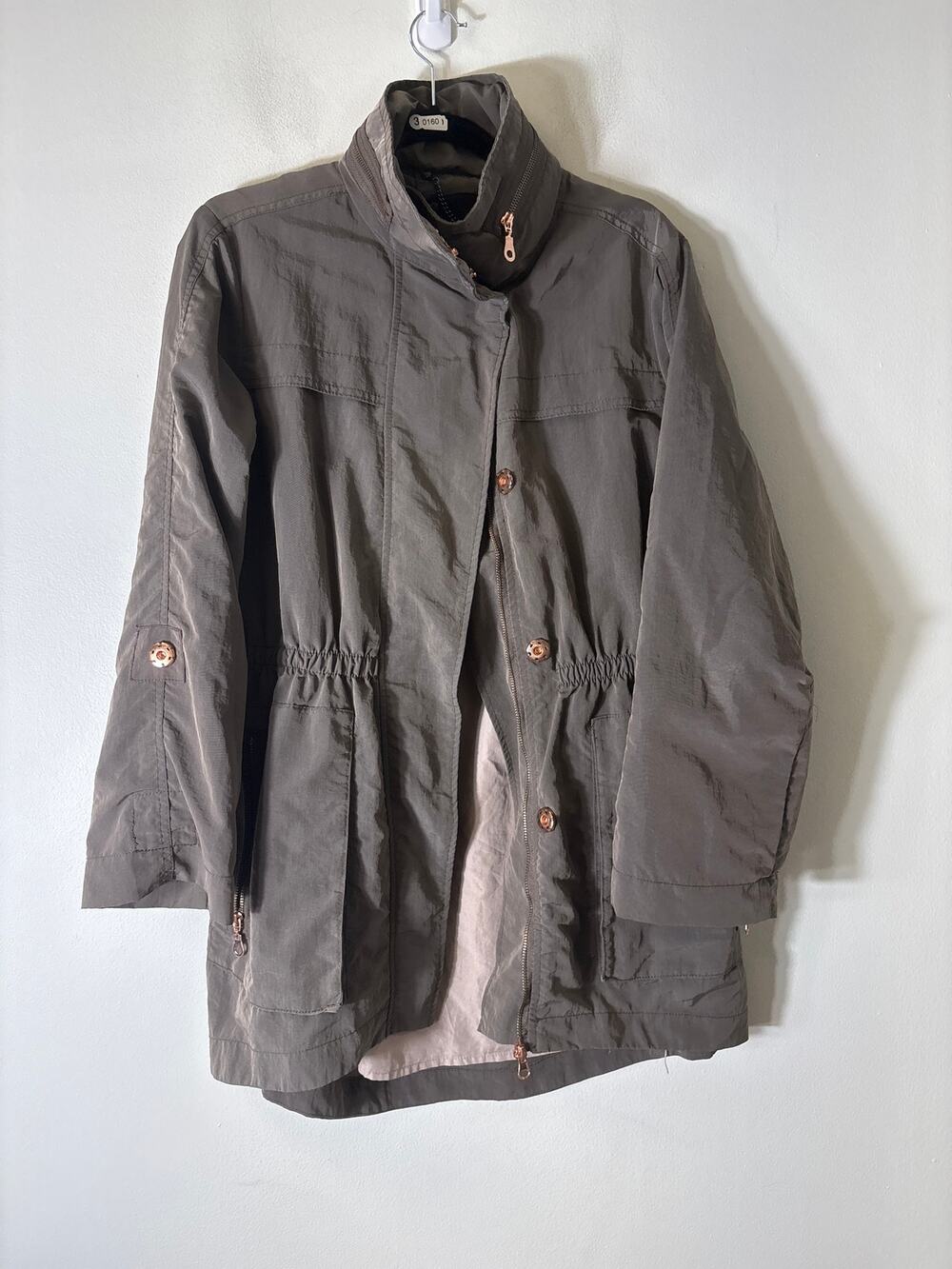 The Fillmore Gray Taupe Long Sleeve Hooded Zip Up Jacket Sz M